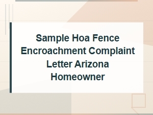 Sample Hoa Fence Encroachment Letter for Arizona Homeowners
